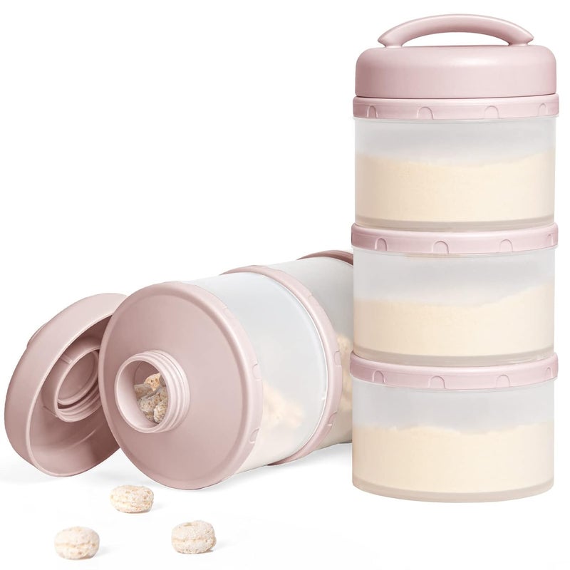 Termichy Stackable Formula Dispenser Portable Milk Powder Container, 2 Pack, Light Pink - Image 1